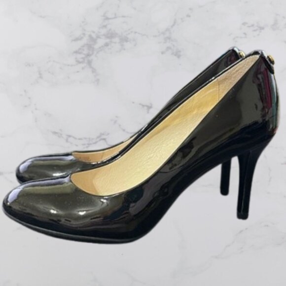 Michael Kors Cynthia Black Patent Leather High Heels Pump Size 4.5 - Picture 2 of 10